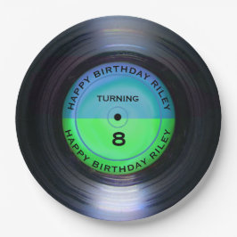 Personalisierte Retro Vinyl Record Geburtstagspart Pappteller