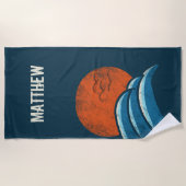 Personalisierte Retro-Waves und Sun Surf-Style Strandtuch (Vorderseite)