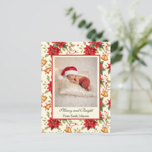 Personalisierte Retro-Weihnachts-Blumen-Schreibwar Feiertagspostkarte