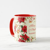 Personalisierte Retro-Weihnachtsblume Tasse (Vorderseite Links)