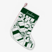 Personalisierte Retro-Weißgrüne Geschenke Kleiner Weihnachtsstrumpf (Vorderansicht (hängend))