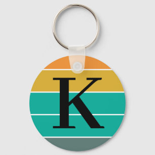 Personalisierte Retro-Wellen-Monogramm Schlüsselanhänger