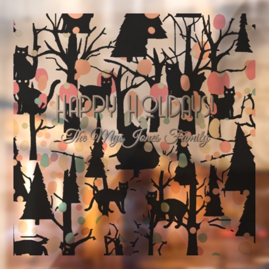 Personalisierte RetroMinimalist BlackCats & Branch Fensteraufkleber (Blatt 2)