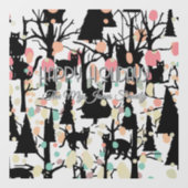 Personalisierte RetroMinimalist BlackCats & Branch Fensteraufkleber (Blatt)