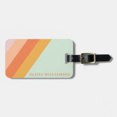 Personalisierte Retrostreifen mit Pfirsichpfirsich Gepäckanhänger (Vorderseite horizontal)