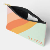 Personalisierte Retrostreifen mit Pfirsichpfirsich Zubehörtasche (Offen)