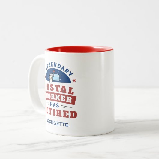 Personalisierte Retusche der Postarbeiter Zweifarbige Tasse (Vorderseite Links)