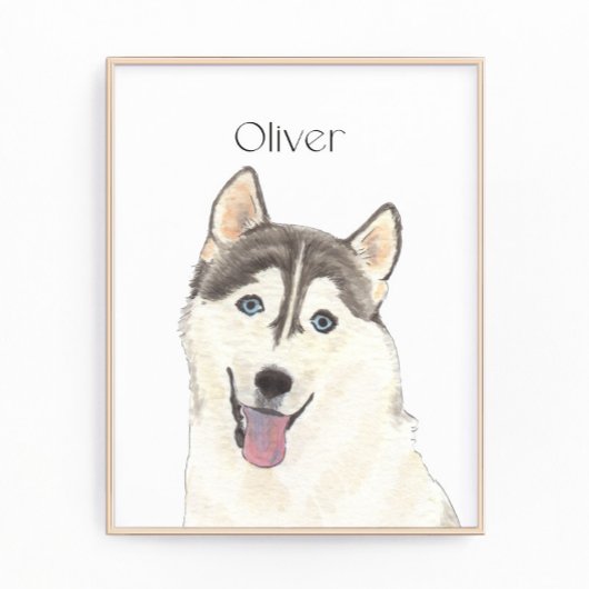 Personalisierte reversible Husky Hund Kunst Fotodruck