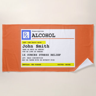 Personalisierte Rezept Alkohol Humorvoll Strandtuch