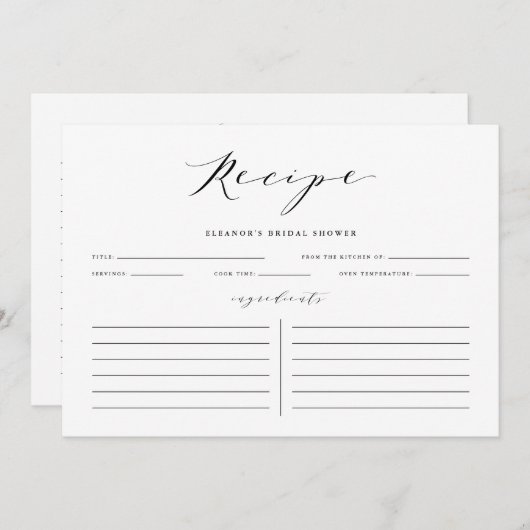Personalisierte Rezept-Karte für Minimalistisches Einladung (Vorne/Hinten)