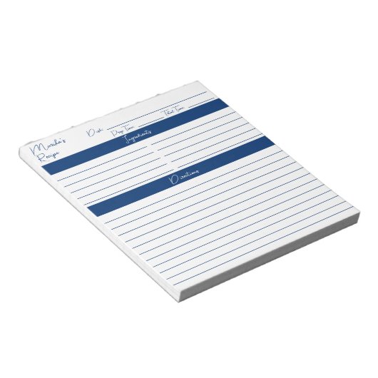 Personalisierte Rezepte der modernen Skriptflotte Notizblock (angewinkelt)