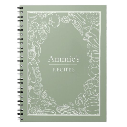 Personalisierte Rezepte Gemüse Illustration Notizblock (Vorderseite)