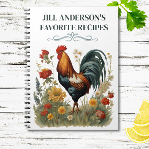 Personalisierte Rezepte Vintag Botanisches Rooster Notizblock