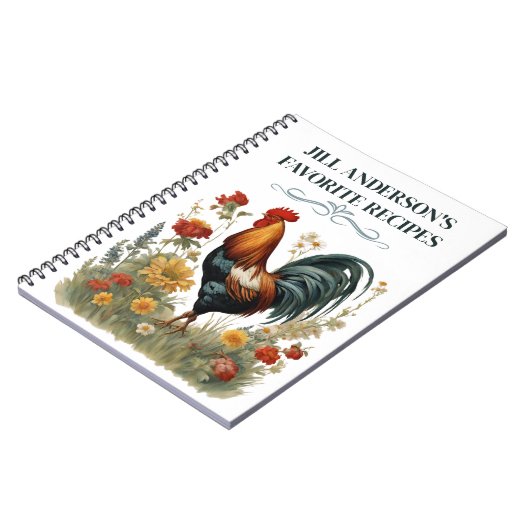Personalisierte Rezepte Vintag Botanisches Rooster Notizblock (Linke Seite)