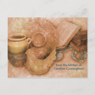Personalisierte Rezeptkarte mit Keramik-Hahn-Kunst Postkarte