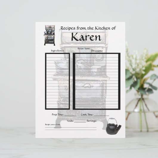 Personalisierte Rezeptseite (Stehend Vorderseite)