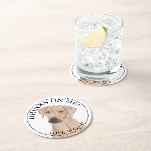 Personalisierte Rhodesian Ridgeback Dog Wedding Runder Pappuntersetzer (Vor Ort)