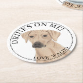 Personalisierte Rhodesian Ridgeback Dog Wedding Runder Pappuntersetzer (Angewinkelt)