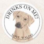 Personalisierte Rhodesian Ridgeback Dog Wedding Runder Pappuntersetzer (Vorderseite)