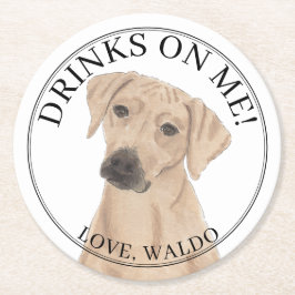 Personalisierte Rhodesian Ridgeback Dog Wedding Runder Pappuntersetzer