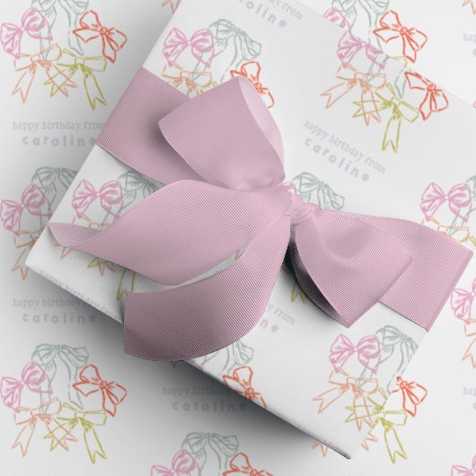 Personalisierte Ribbons und Bows Wasserfarbe Gebur Geschenkpapier