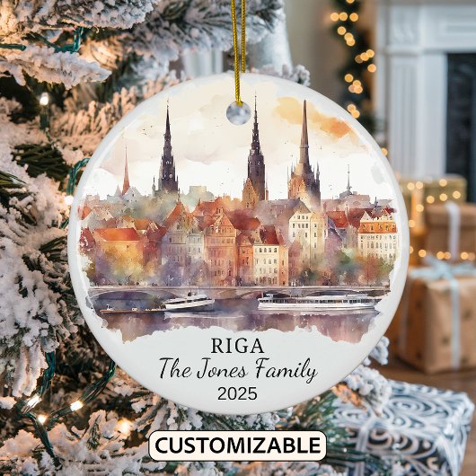 Personalisierte Riga-Ornament, lettisches Geschenk Keramik Ornament