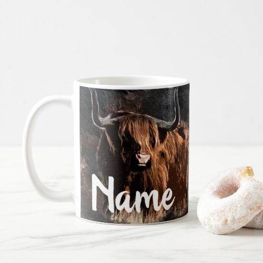 Personalisierte Rinder Ranch Farm Design Kaffeemas Kaffeetasse (Mit Donut)