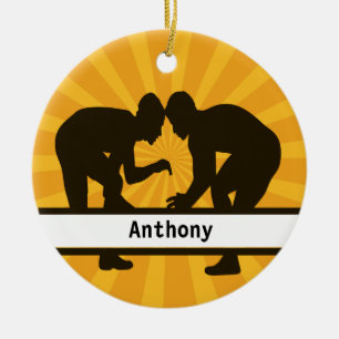 Personalisierte Ringkämpfer-Weihnachtsverzierung Keramik Ornament