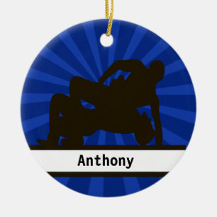 Personalisierte Ringkämpfer-Weihnachtsverzierung Keramik Ornament