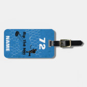 Personalisierte Rip The Net Hockey Player blau Gepäckanhänger (Vorderseite horizontal)