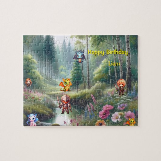 Personalisierte Ritter und Drachen Puzzle (Horizontal)