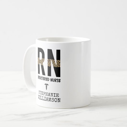 Personalisierte RN-Geschenke für Krankenschwestern Kaffeetasse (Vorderseite Links)