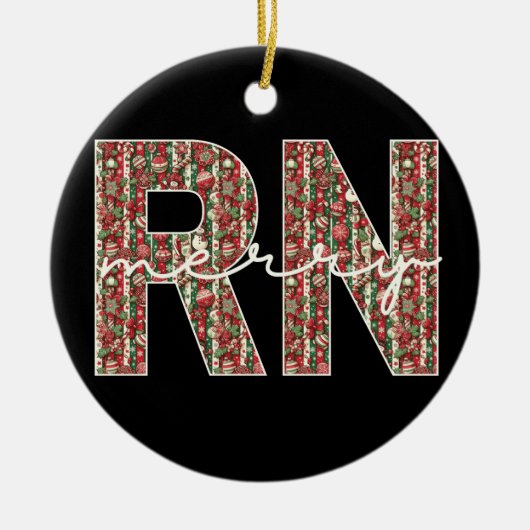 Personalisierte RN Nurse Weihnachts-Keepsak Keramik Ornament (Vorne)