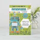 Personalisierte Robotergeburtstagsfeier Einladung (Stehend Vorderseite)