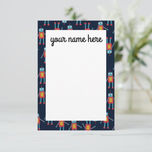 Personalisierte Roboternotecards Dankeskarte (Stehend Vorderseite)