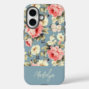 Personalisierte robuste englische Cottage-Gartenbl iPhone 16 Hülle