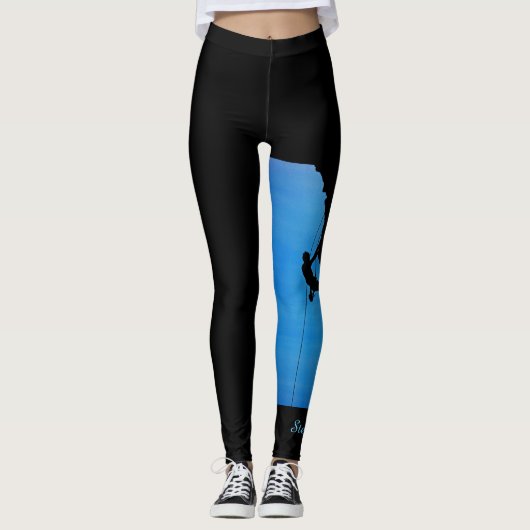 Personalisierte Rock Climber-Silhouette mit Name Leggings (Vorderseite)