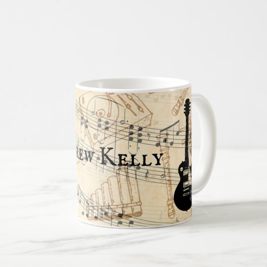 Personalisierte Rock- und Roll-Gitarrenklangwelle Kaffeetasse (VorderseiteRechts)
