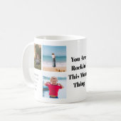 Personalisierte Rockin-Mama Kid-Nachrichten und Fo Kaffeetasse (Vorderseite Links)