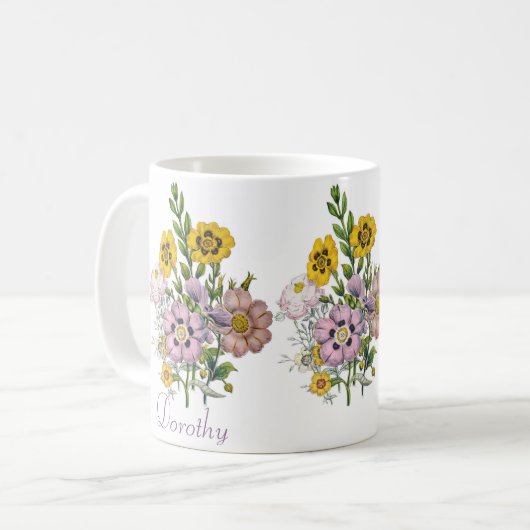 Personalisierte Rockrosen Kaffeetasse (Vorderseite Links)