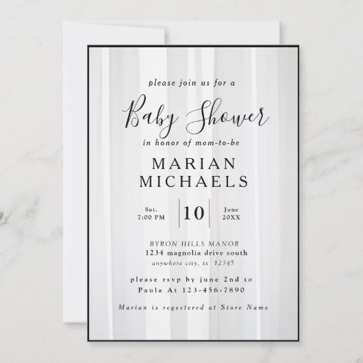 Personalisierte Romantik von B&W Baby Shower Einladung (Vorderseite)