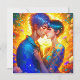 Personalisierte romantische Anime-Paar Valentinsta Karte