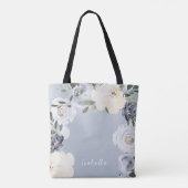 Personalisierte romantische Duschblauer Blumengehi Tasche (Rückseite)