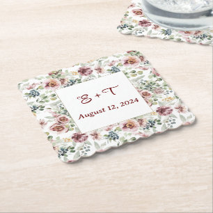 Personalisierte romantische florale pastellpapier  untersetzer