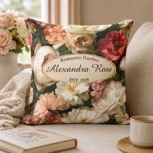Personalisierte romantische florale Wasserfarbe Pf Kissen
