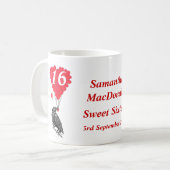 Personalisierte romantische Krähe 16 . Geburtstag Kaffeetasse (Vorderseite Links)