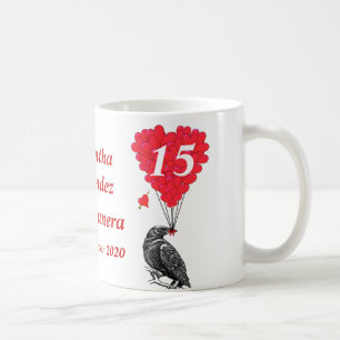 Personalisierte romantische Krähe Quinceanera Kaffeetasse