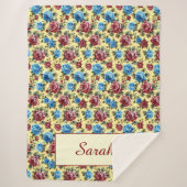 Personalisierte romantische Rose Vintag Sherpadecke (Vorderseite)
