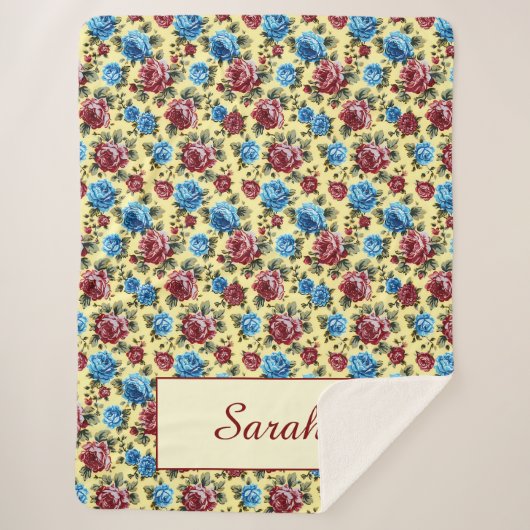 Personalisierte romantische Rose Vintag Sherpadecke (Vorderseite)