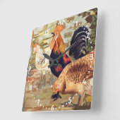 Personalisierte Rooster Bauernhof Platz W Quadratische Wanduhr (Winkel)